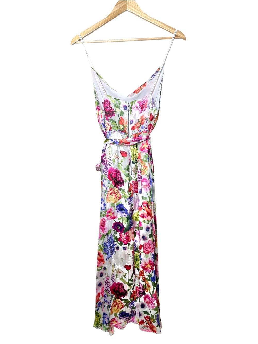 Alice + Olivia White Floral Midi Slip Dress with Multicolor Bouquet - Picture 12 of 13